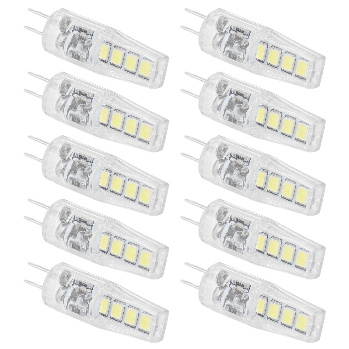 10Pcs G4 8LED Light 2835 Lamp Chips 2W 360 Angle PC Lamp Bulb for Home Office 220VWhite Light