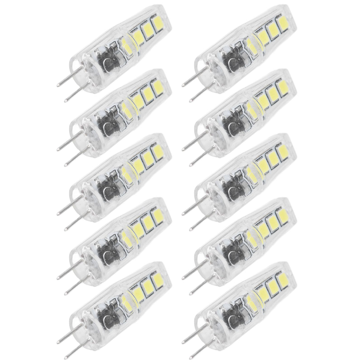 10Pcs G4 8LED Light 2835 Lamp Chips 2W 360 Angle PC Lamp Bulb for Home Office 220VWhite Light