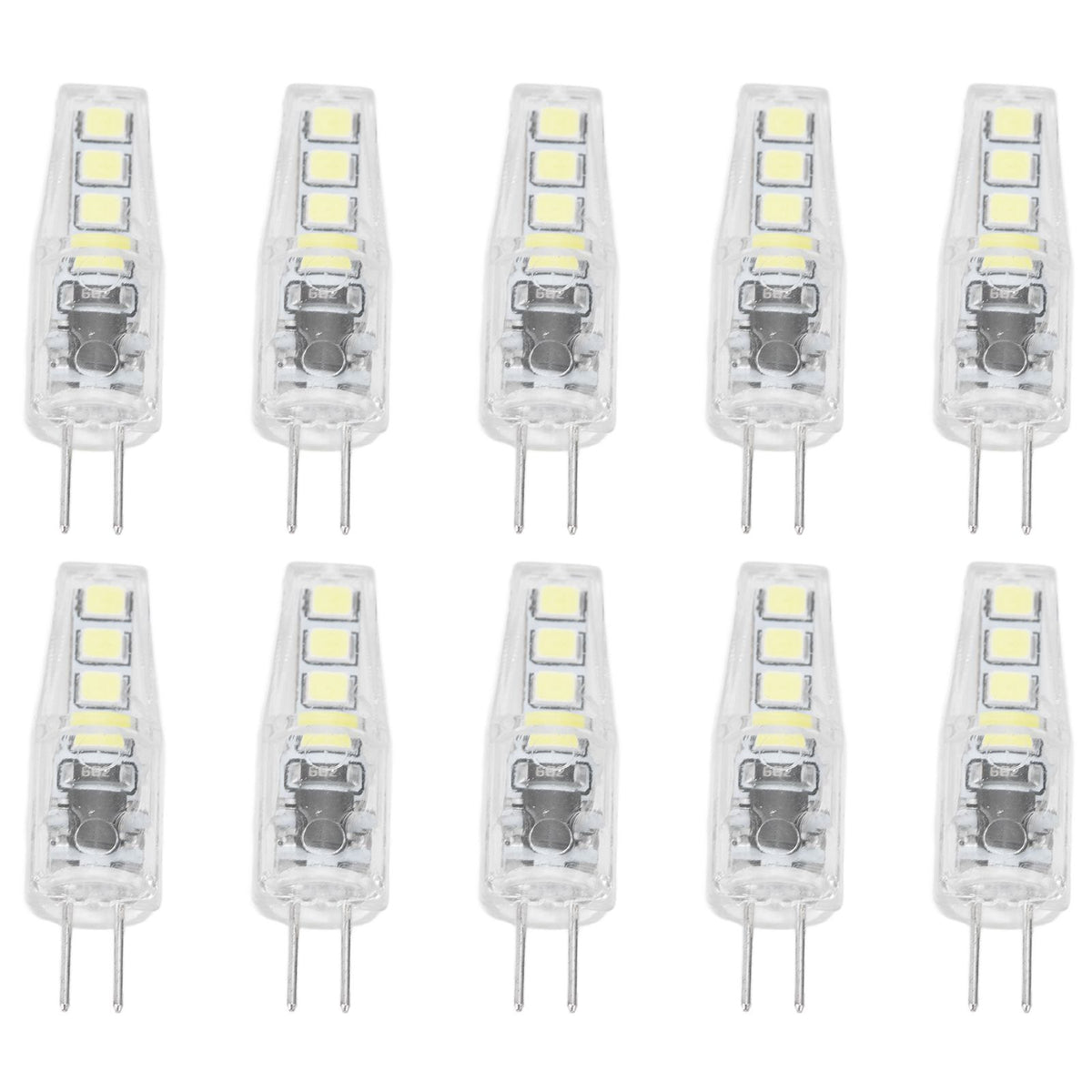 10Pcs G4 8LED Light 2835 Lamp Chips 2W 360 Angle PC Lamp Bulb for Home Office 220VWhite Light
