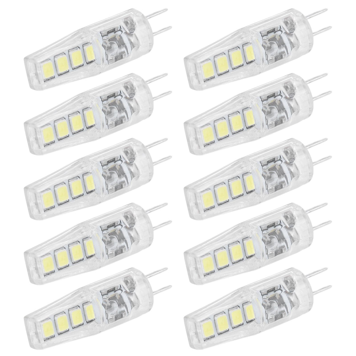 10Pcs G4 8LED Light 2835 Lamp Chips 2W 360 Angle PC Lamp Bulb for Home Office 220VWhite Light