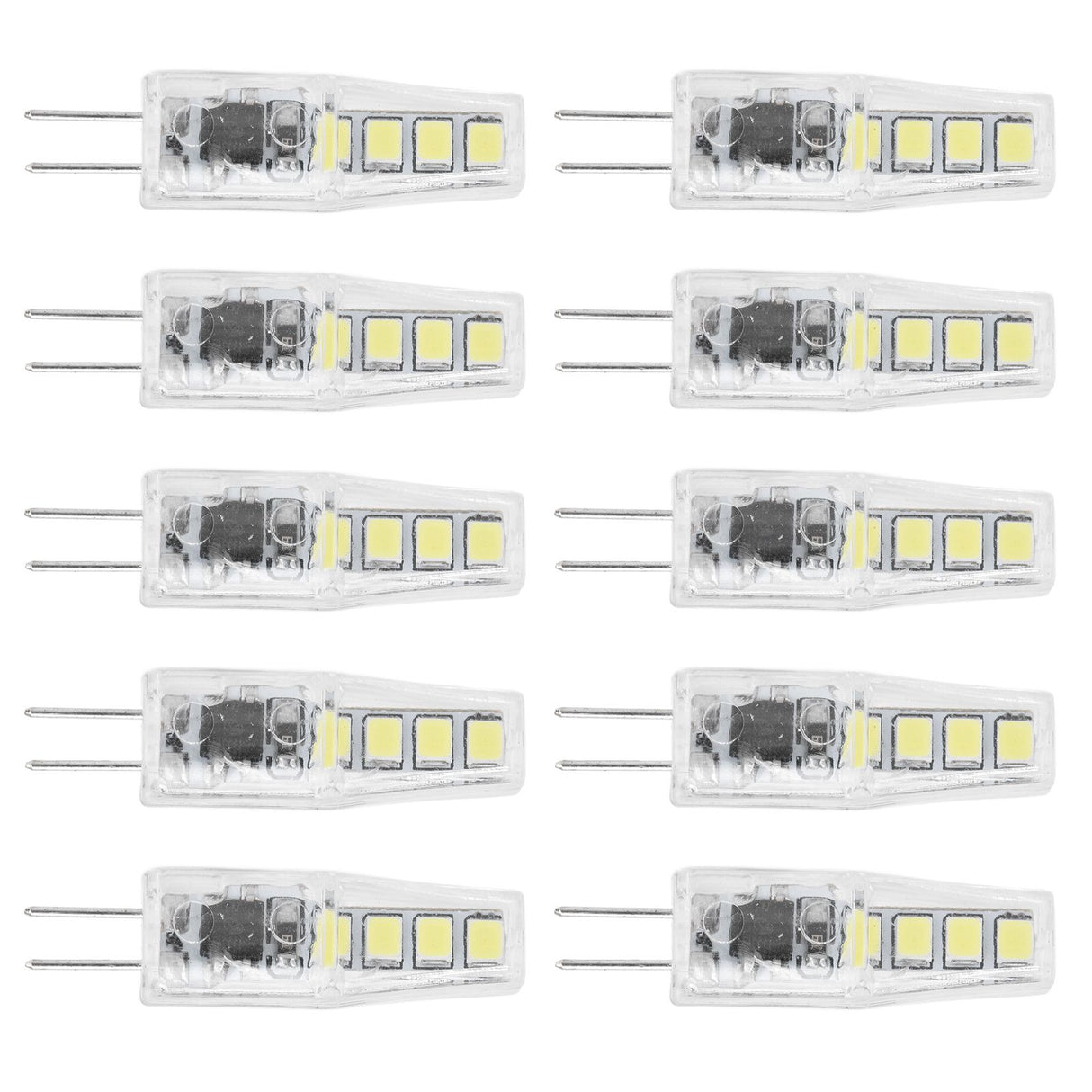 10Pcs G4 8LED Light 2835 Lamp Chips 2W 360 Angle PC Lamp Bulb for Home Office 220VWhite Light
