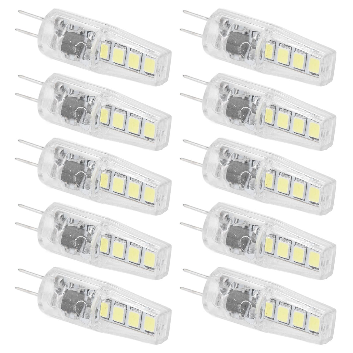 10Pcs G4 8LED Light 2835 Lamp Chips 2W 360 Angle PC Lamp Bulb for Home Office 220VWhite Light