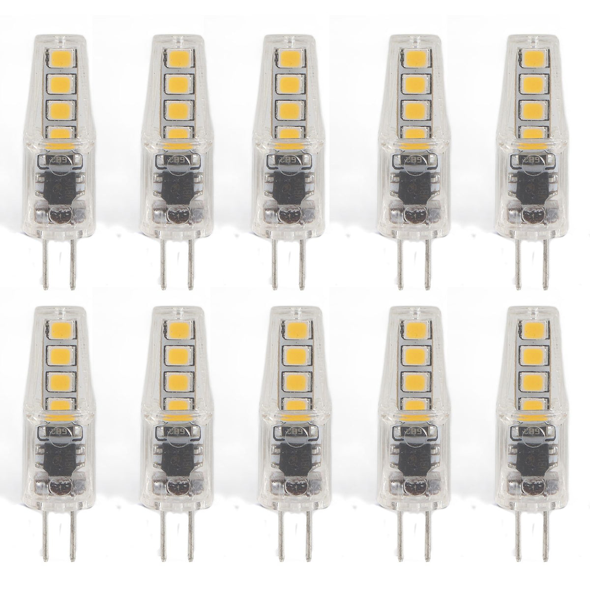 10Pcs G4 8LED Light 2835 Lamp Chips 2W 360 Angle PC Lamp Bulb for Home Office 220VWarm Light