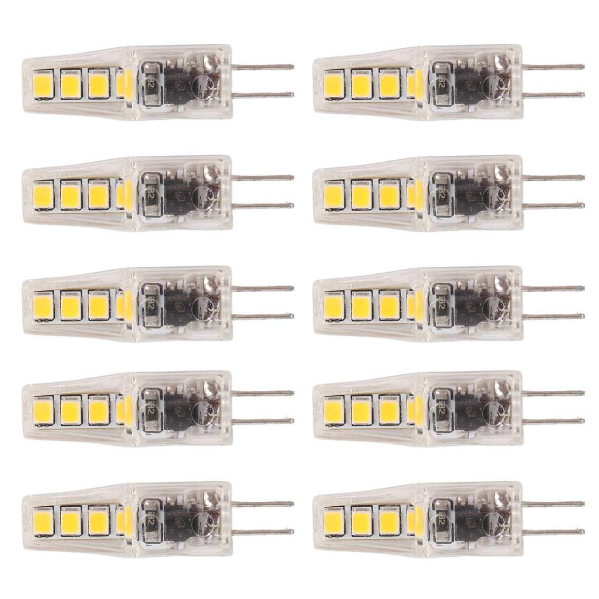 10Pcs G4 8LED Light 2835 Lamp Chips 2W 360 Angle PC Lamp Bulb for Home Office 220VWarm Light