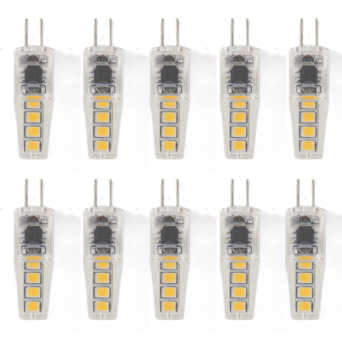 10Pcs G4 8LED Light 2835 Lamp Chips 2W 360 Angle PC Lamp Bulb for Home Office 220VWarm Light