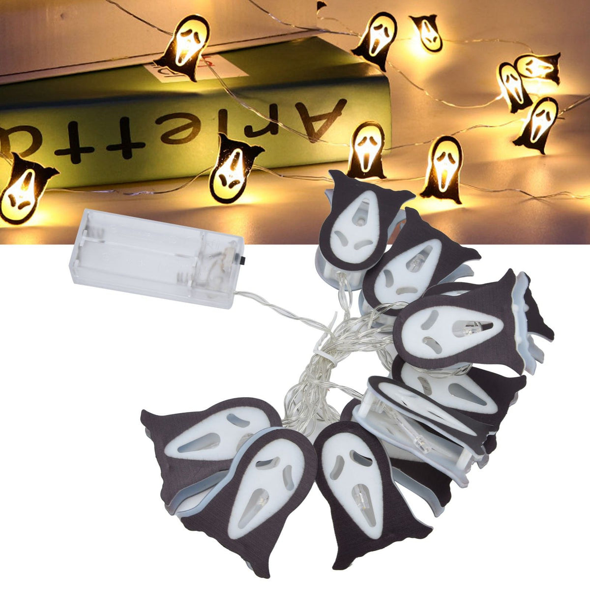 Halloween Ghosts String Lights 10LED String Light for Outdoor Indoor Holiday Decoration Battery Operated