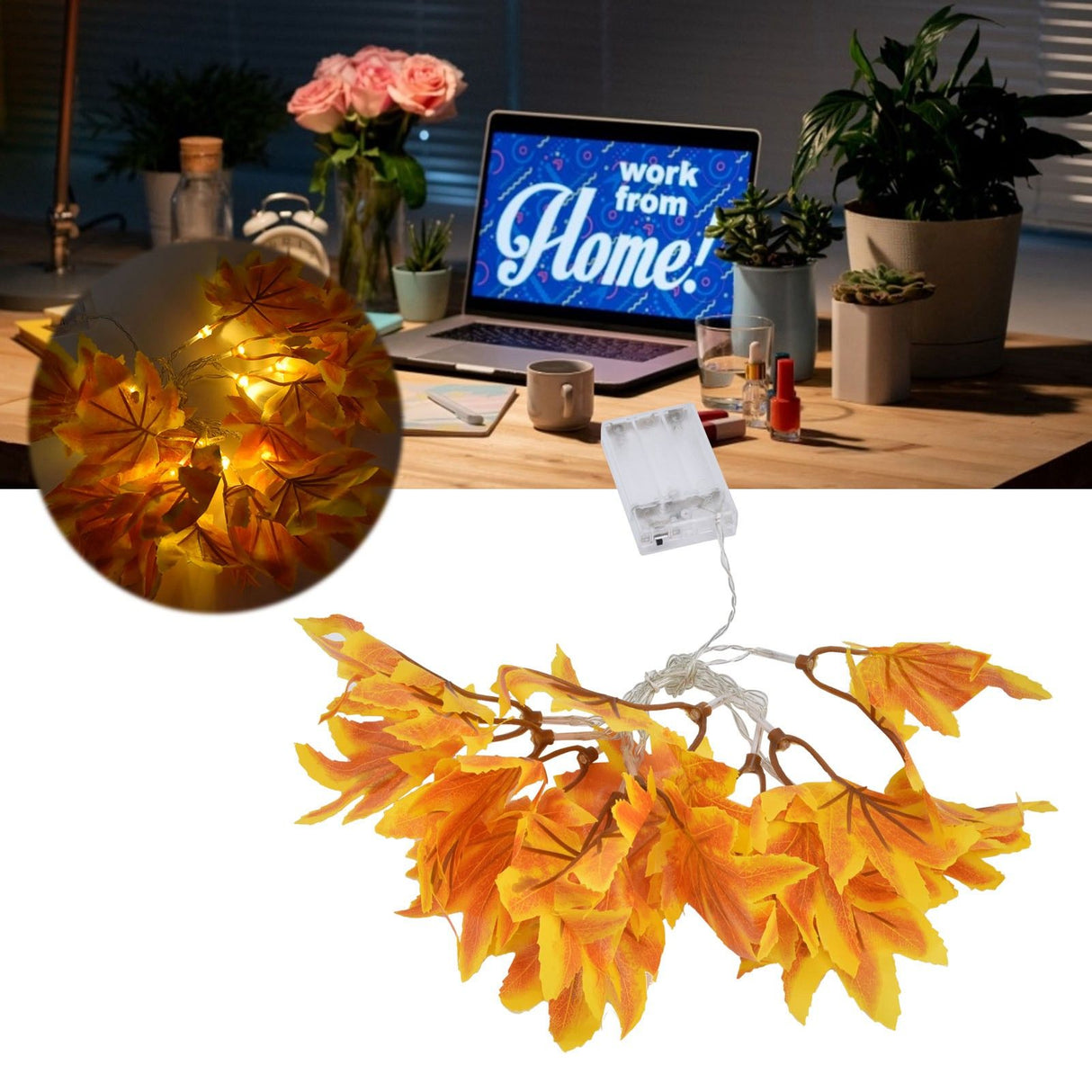 LED Yellow Leaf Light Battery Powered Durable Autumn Maple String Light for Indoor Outdoor Party