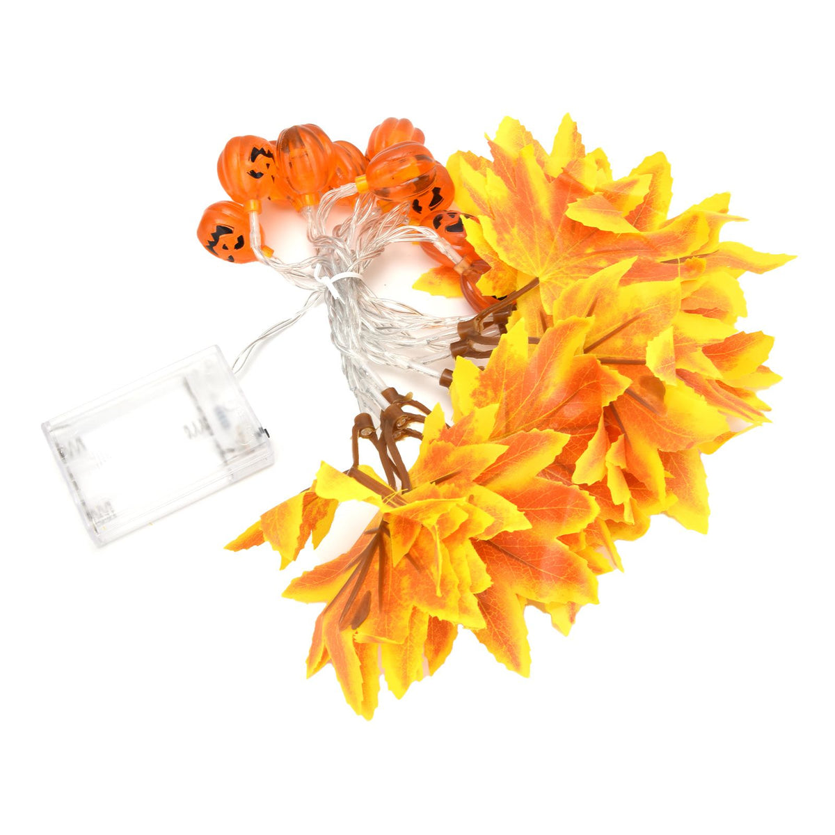 LED String Light Yellow Maple Leaves Pumpkin Grimace Design Ambient Light with 20LEDs for Halloween