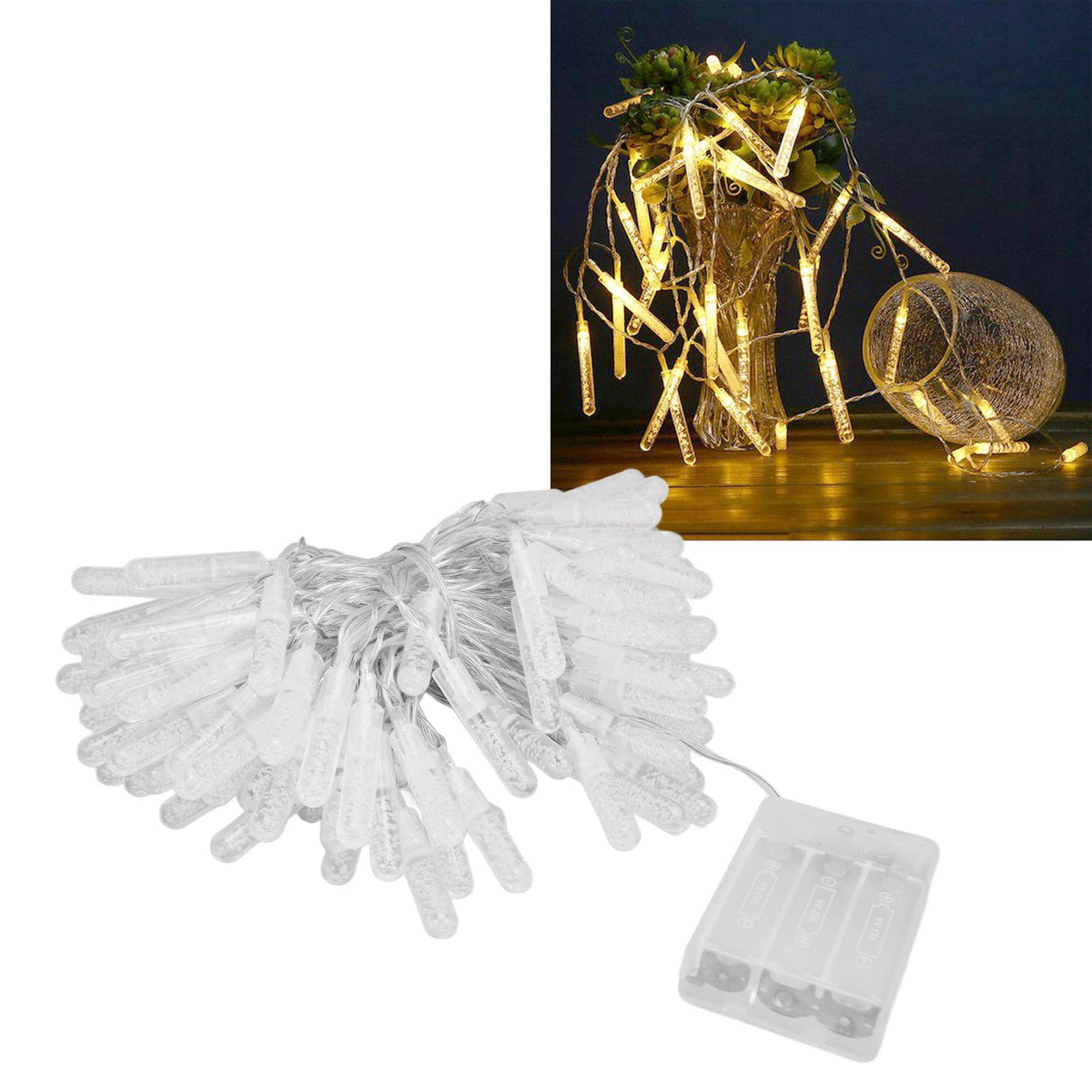 100LED Crystal String Lights 10M String Lamp with 2 Lighting Modes for Holiday Birthday Decor Battery Powered