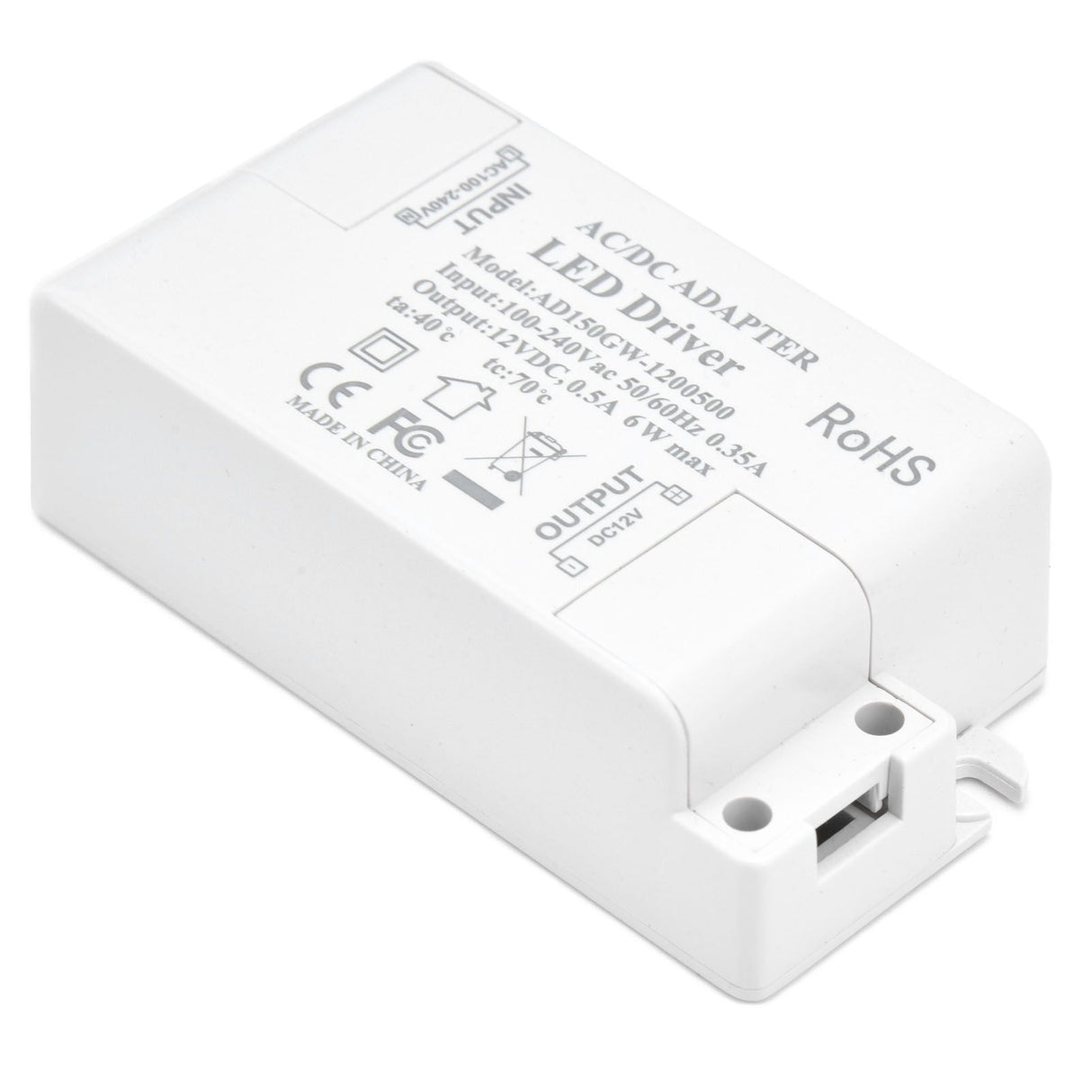 LED Driver Input AC100‑240V 0.35A Output DC12V 0.5A 6W LED Transformer for Bathroom