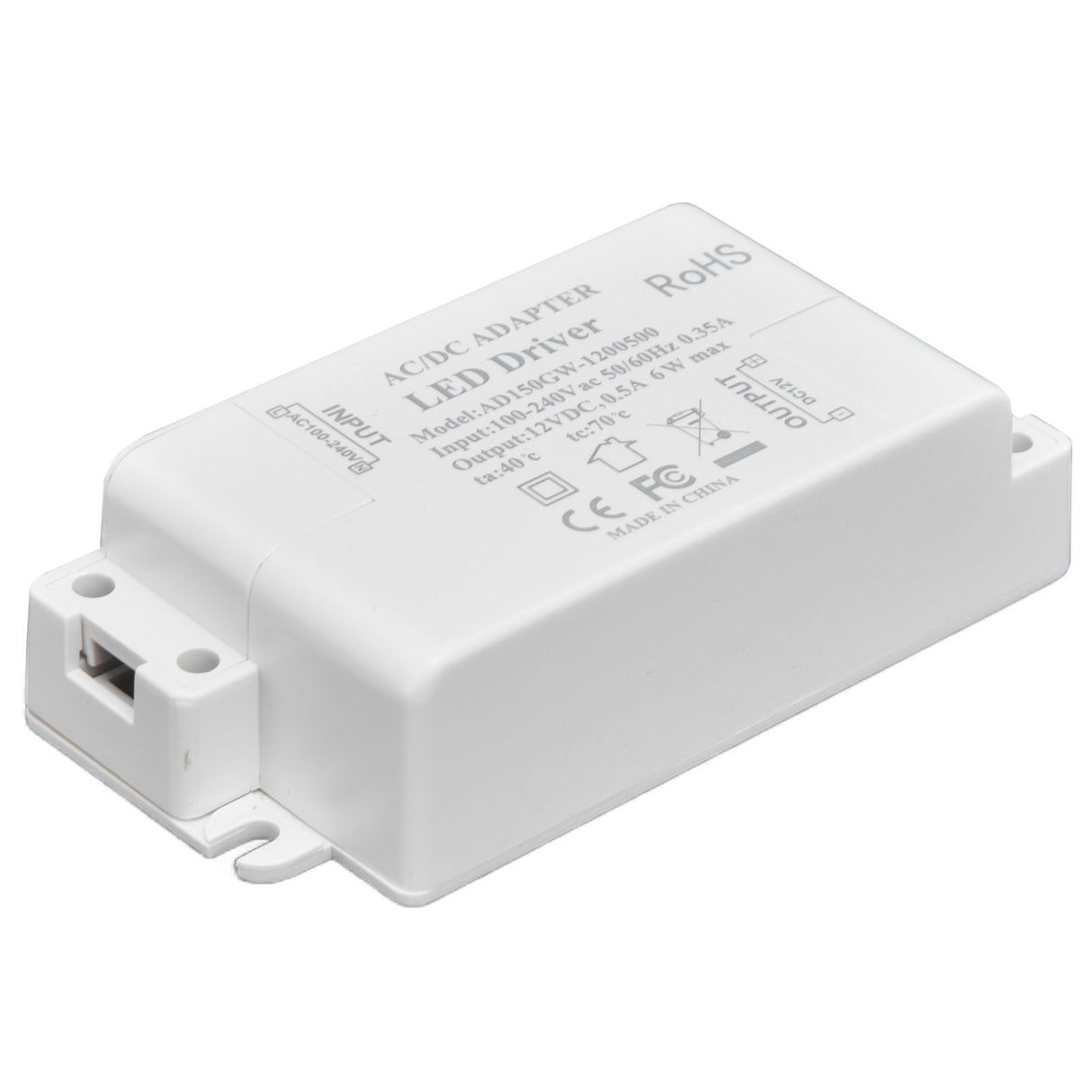 LED Driver Input AC100‑240V 0.35A Output DC12V 0.5A 6W LED Transformer for Bathroom