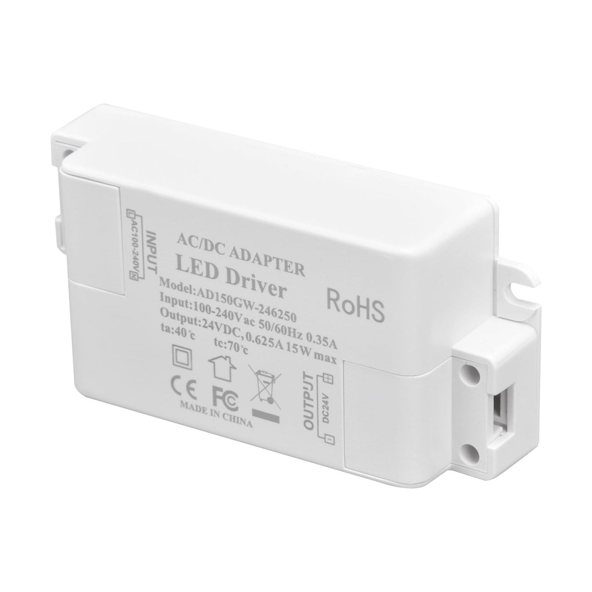 LED Driver DC24V 0.625A 15W DIY Lamp Low Voltage LED Driver Transformer AC 100‑240V