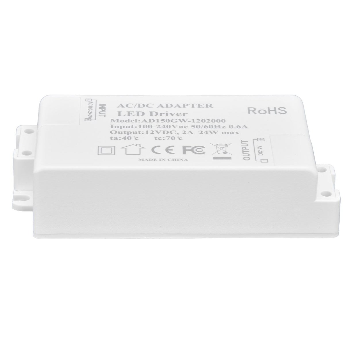 DC12V 24W 2A LED Driver Constant Voltage Multifunctional DIY LED Light Transformer AC 100‑240V