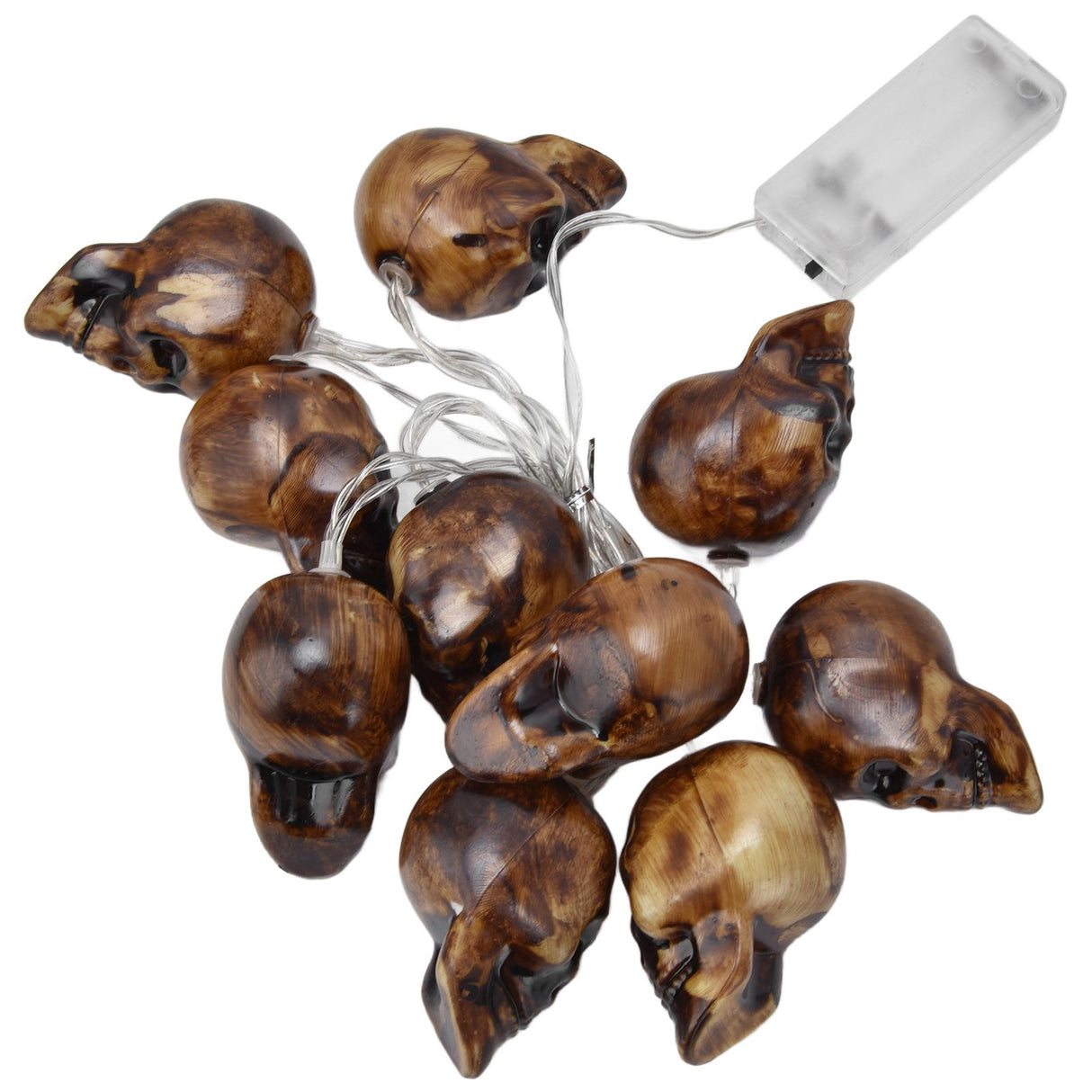 LED Skull String Light 10LEDs Horrible Lifelike Battery Powered Halloween Light for Outdoor Party Yard