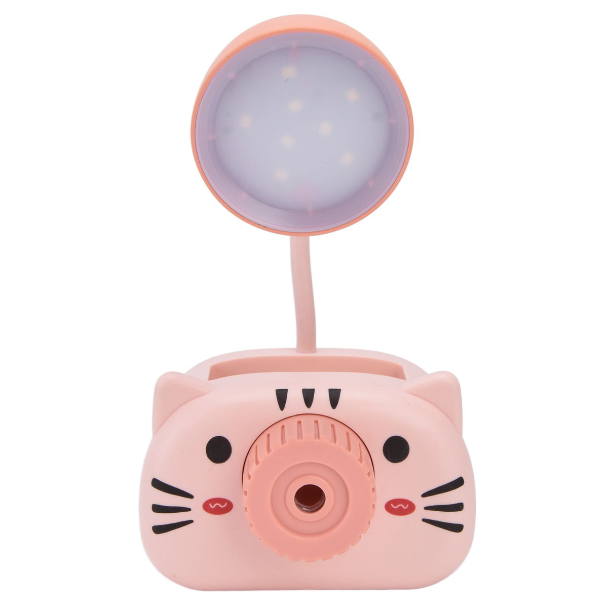 LED Table Lamp Folding Eye Protection Reading Light with Pen Holder Pencil Sharpener USB ChargingPink