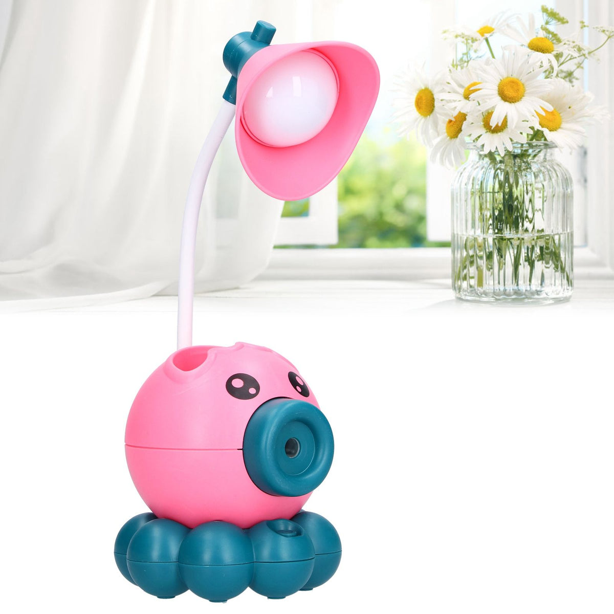 LED Desk Lamp Octopus Shaped Foldable Multifunctional Warm White Light USB Charging Cute Desk LampPink