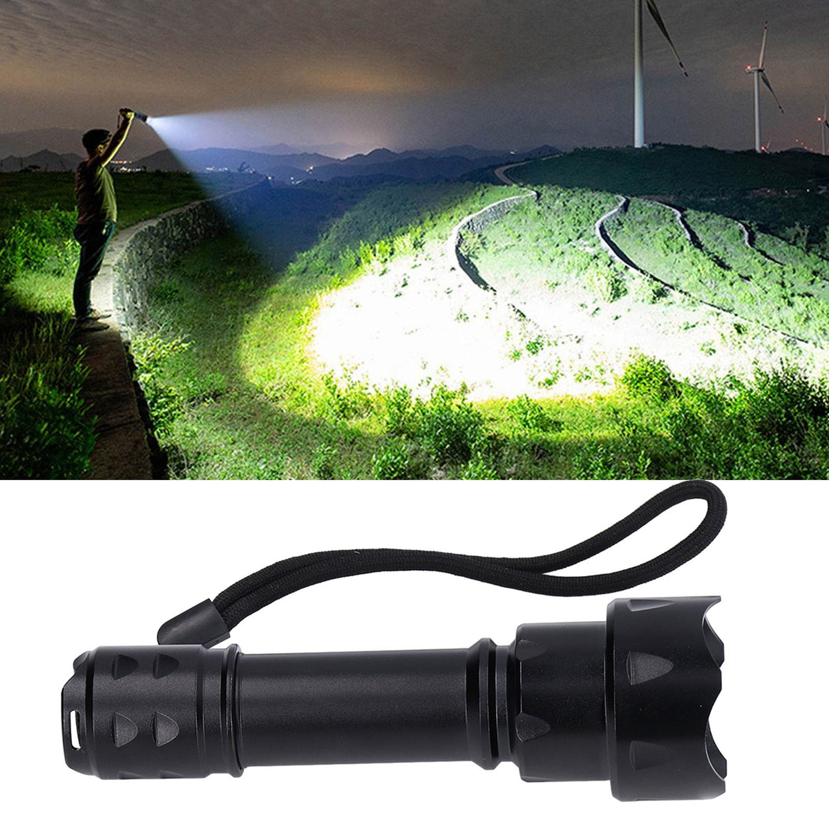 LED Flashlight Telescopic Zoom Protective Function Fashion Design IP65 Waterproof 5000LM Zoom Flashlight