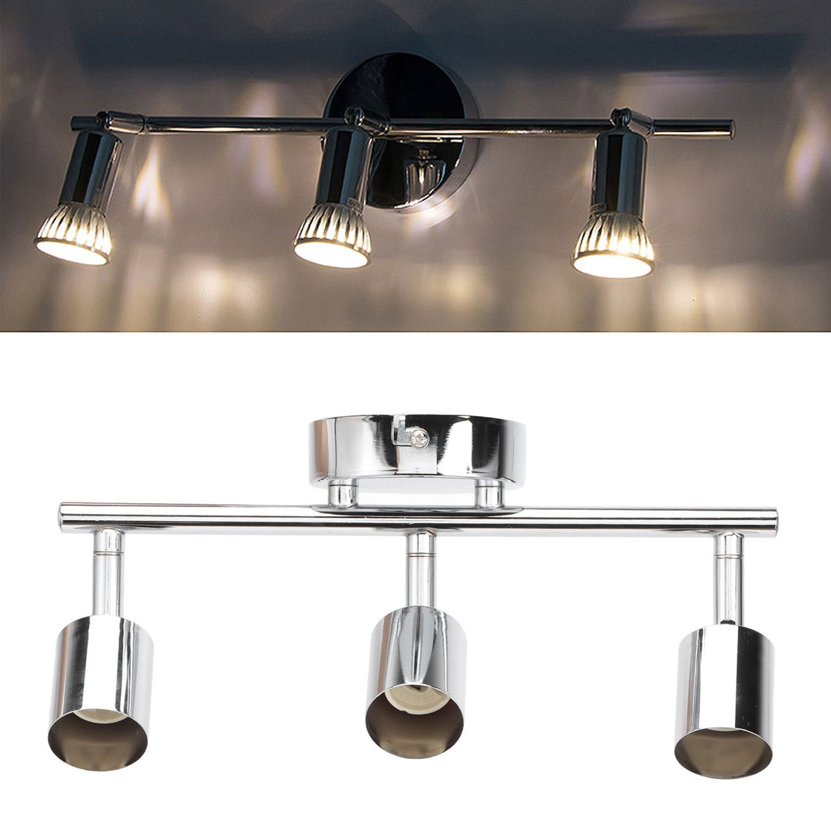 3 LED Track Light Base Adjustable Flexibly Rotatable 3 Way Ceiling Spotlight Base for Bedroom Dining Living Room Mall