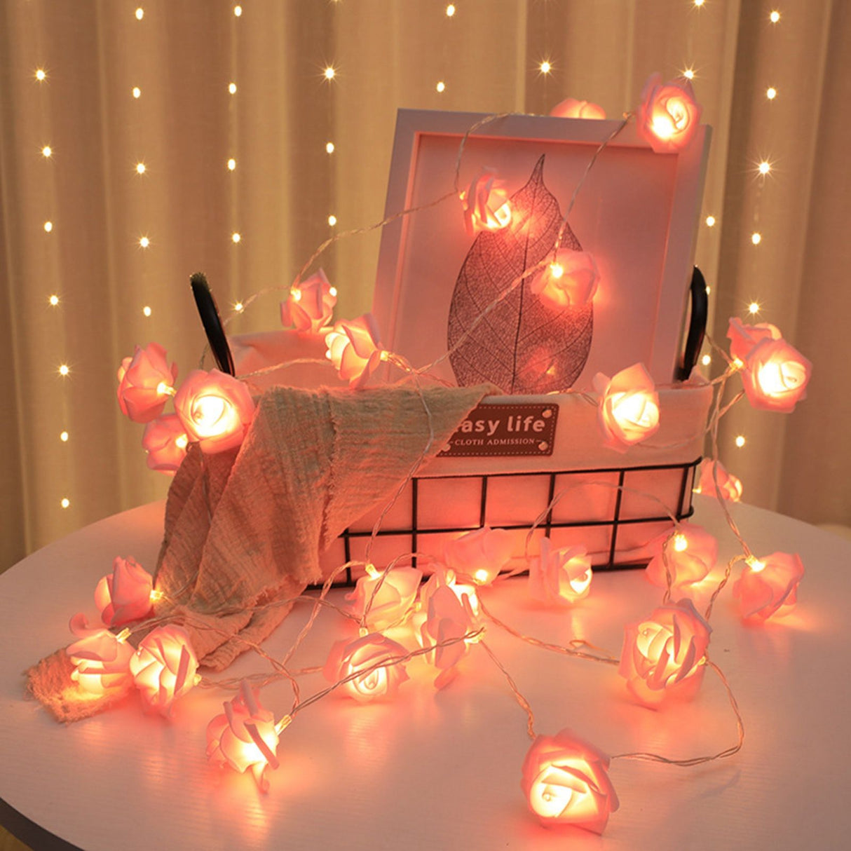 LED String Light Imitation Rose String Light Wedding String Light Festival Decoration LightPink