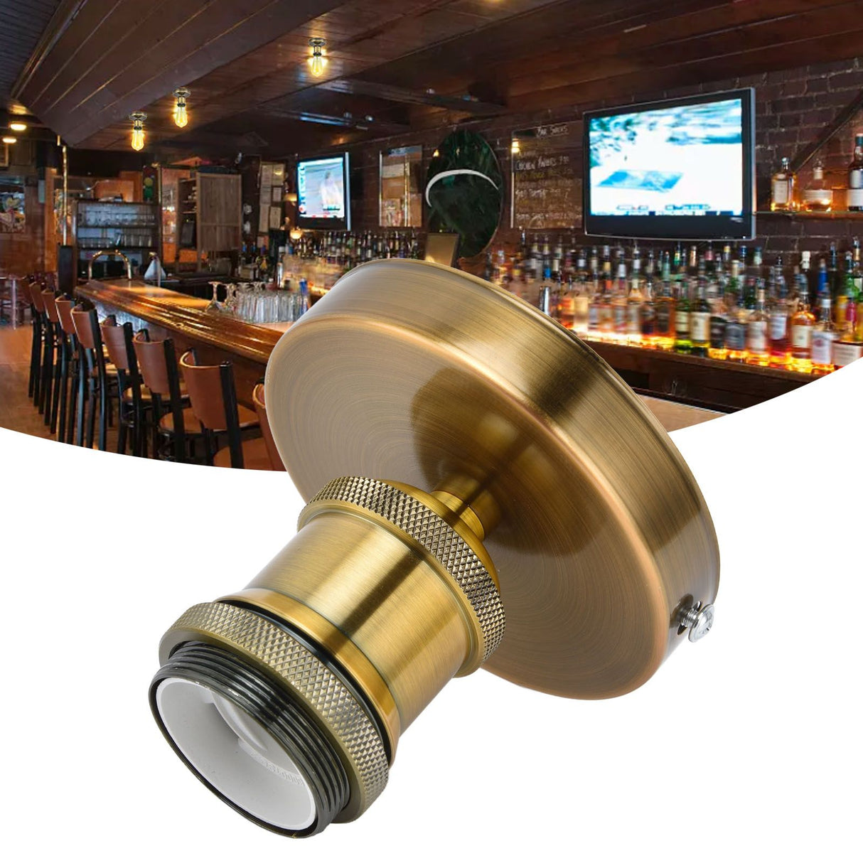 Vintage E26 E27 Lamp Socket Ceiling Lamp Holder with Accessories for Kitchen Bedroom Living Room 100‑240VAntique Gold