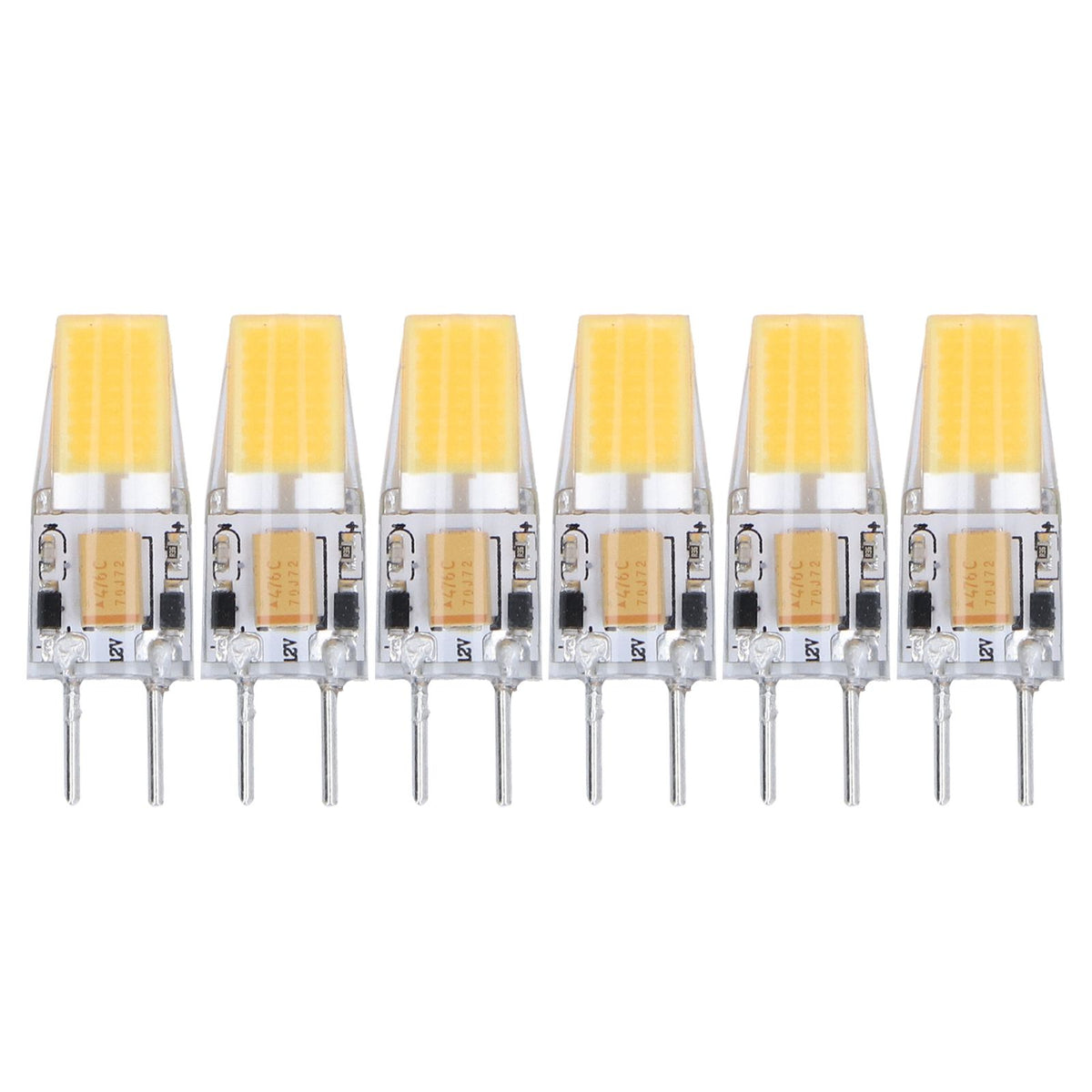 6PCS GY6.35 Bulb 5W AC DC12V COB Light Bulb Energy Saving Silicone Ceiling Lamp Bulb for Living Room