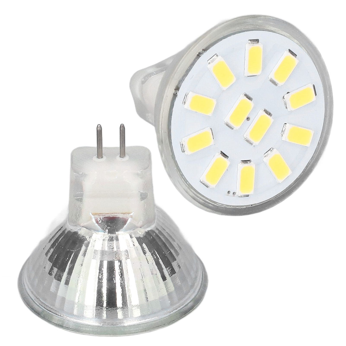 4pcs/set MR11 LED Spot Light Bulb with Dual Needle Base 360° Heat Dissipation 3W 12 LEDs Lamp BulbCold White