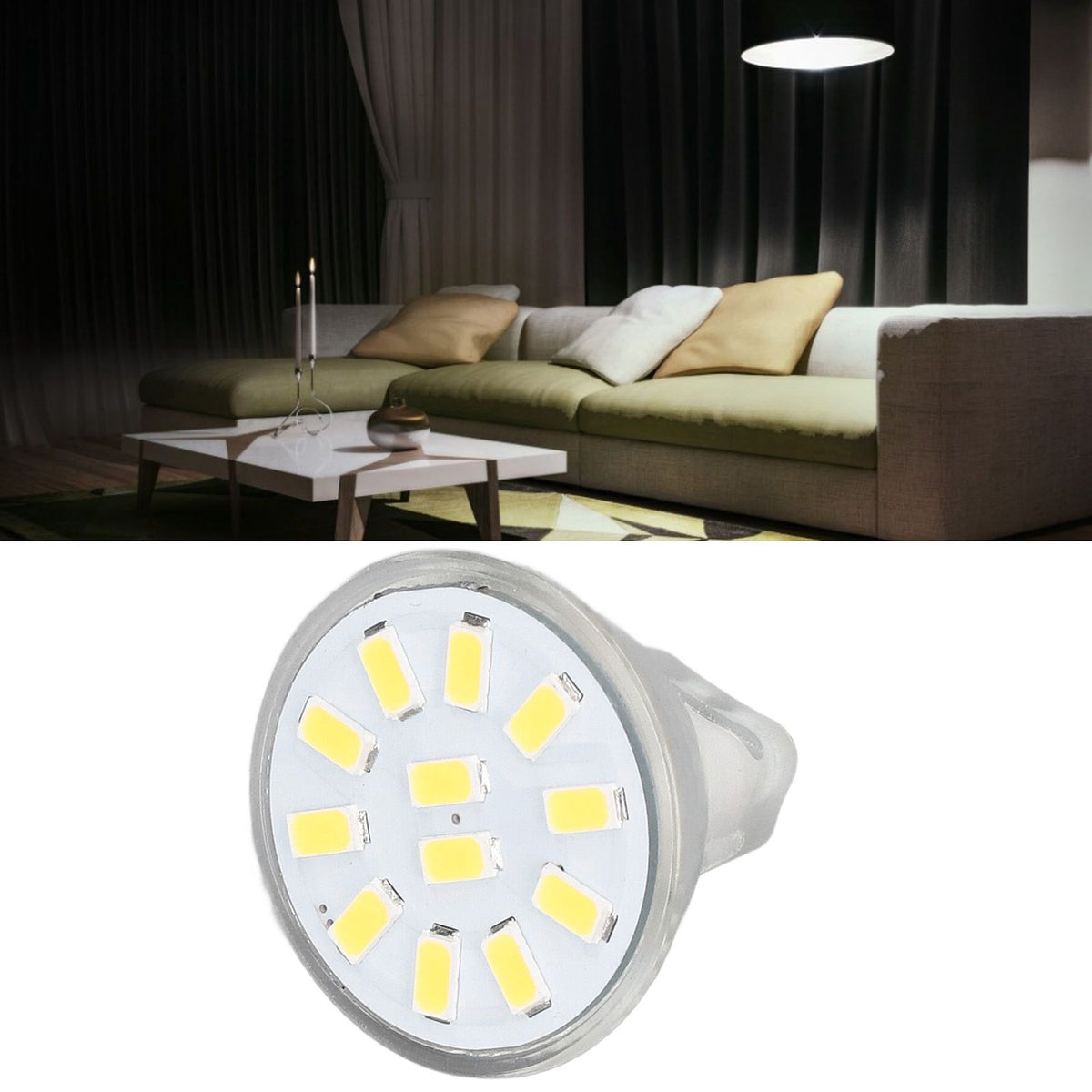 4pcs/set MR11 LED Spot Light Bulb with Dual Needle Base 360° Heat Dissipation 3W 12 LEDs Lamp BulbCold White