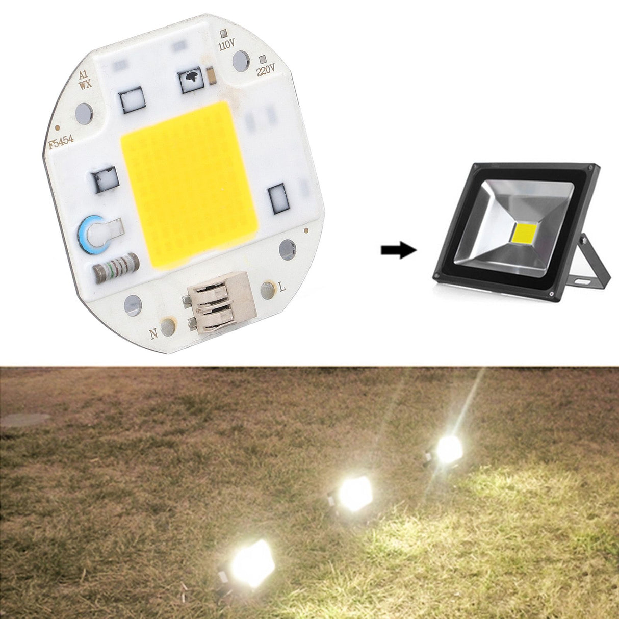 COB Lamp Bead High Power LED Chip High Brightness COB Light Emitter Drive Free for DIY Lighting 110V70W Warm White 2800K‑3500K