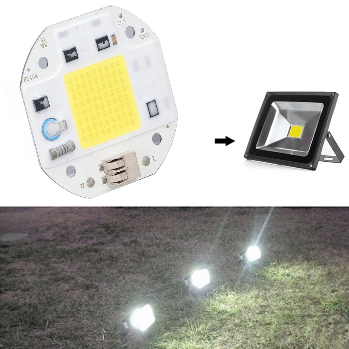 COB Lamp Bead High Power LED Chip High Brightness COB Light Emitter Drive Free for DIY Lighting 110V70W Cold White 5800K-6500K