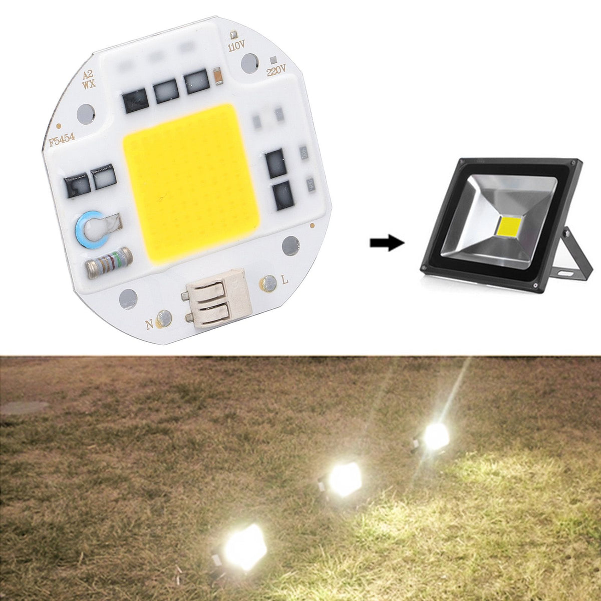 COB Lamp Bead High Power LED Chip High Brightness COB Light Emitter Drive Free for DIY Lighting 110V100W Warm White 2800K‑3500K