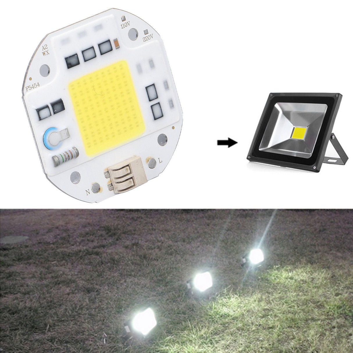 COB Lamp Bead High Power LED Chip High Brightness COB Light Emitter Drive Free for DIY Lighting 110V100W Cold White 5800K-6500K