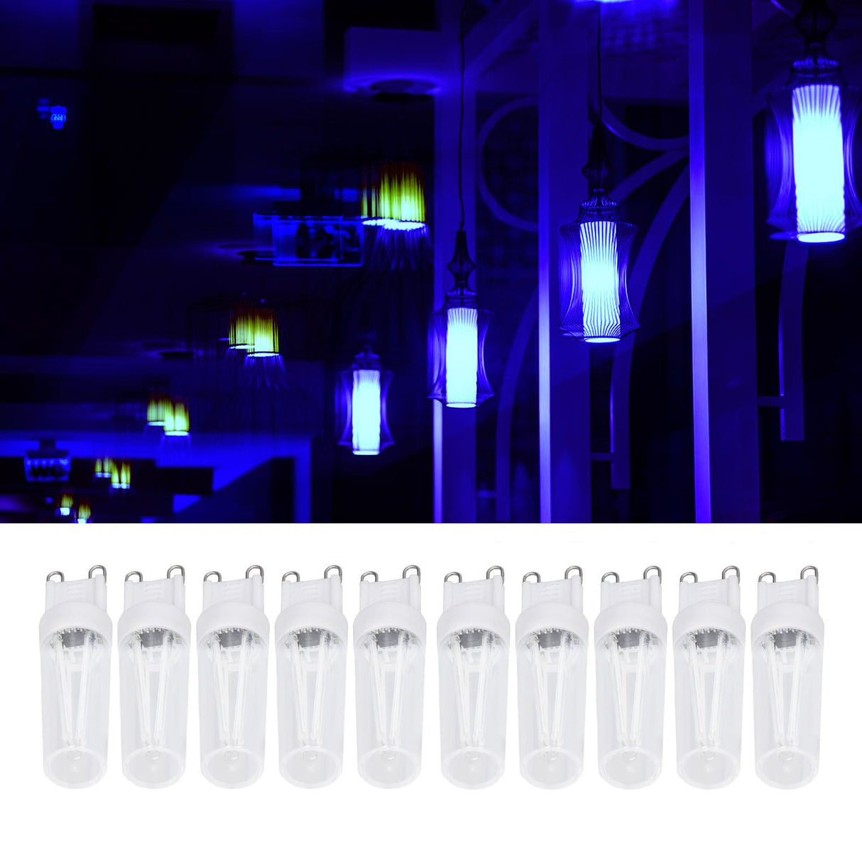 10pcs G9 Small Bulbs Blue Light Energy Saving Replacement LED Bulbs for Chandelier Table Lamp 500lm 3W 220V