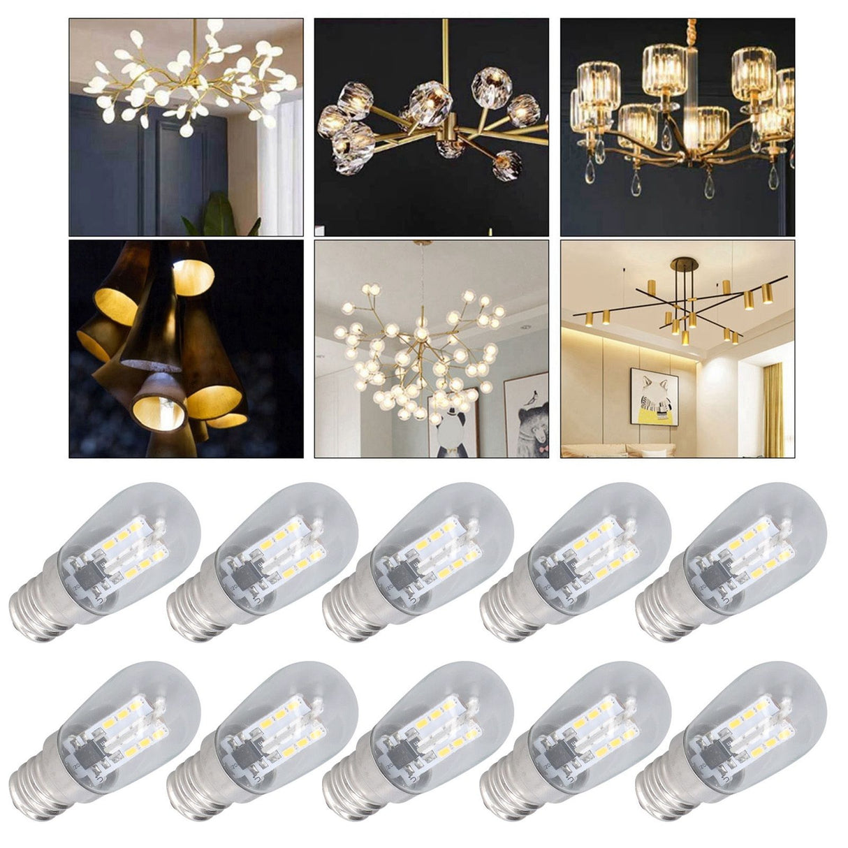 10PCS LED E12 Light Bulb Glass Small Ceiling Lamp Bulb 500LM Wall Lamp Bulb for Bedroom Office 220V