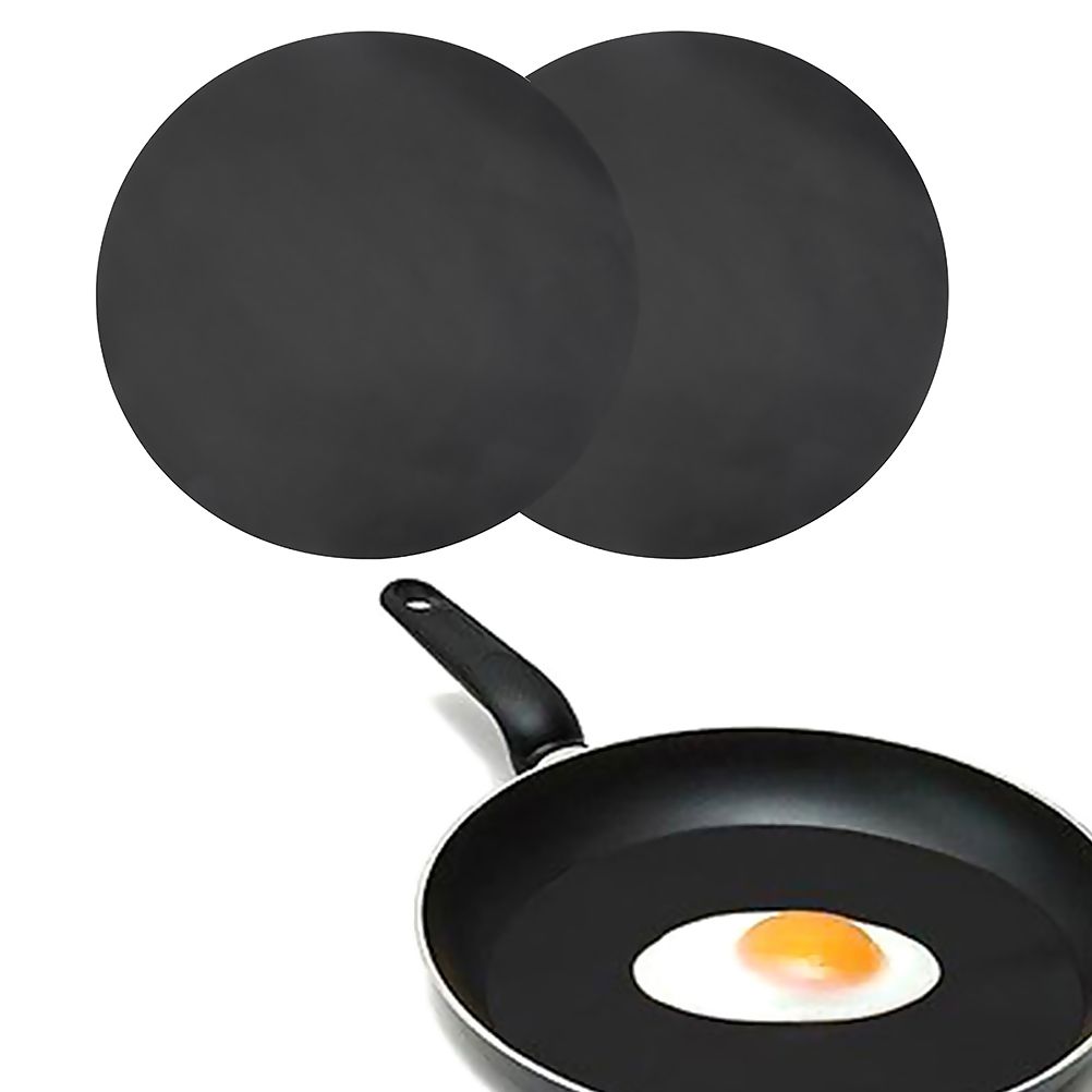 2 Pack 24cm Round Non Stick High Temperature Pan Frying Pan Liner Sheet Cooking Wok Sheet Pad for Kitchen BBQ Baking
