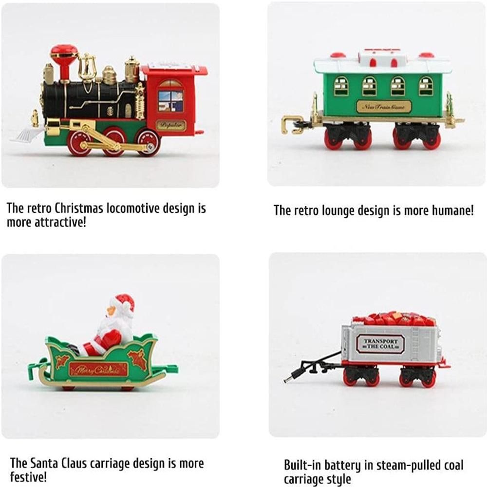 Christmas Train Set with Sounds and Lights Electric Rail Car Toy Mini Train Toy Set for Christmas and Home Decoration