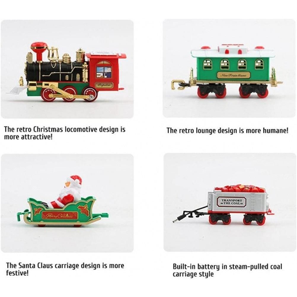 Christmas Train Set with Sounds and Lights Electric Rail Car Toy Mini Train Toy Set for Christmas and Home Decoration