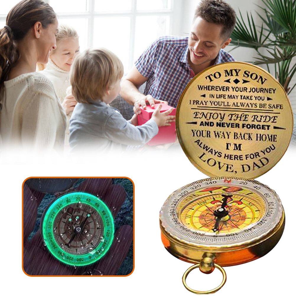 Luminous Compass Dad To Son Enjoy The Ride Gift for Camping Outdoor Activities Navigation Tool