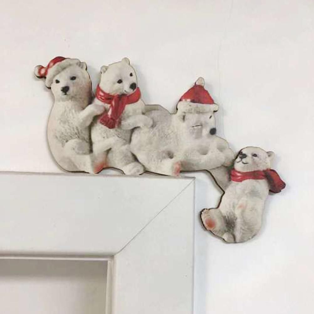 Christmas Door Frame Decoration Wooden Santa Claus Elk Xmas Decor for Home Christmas Party Ornament