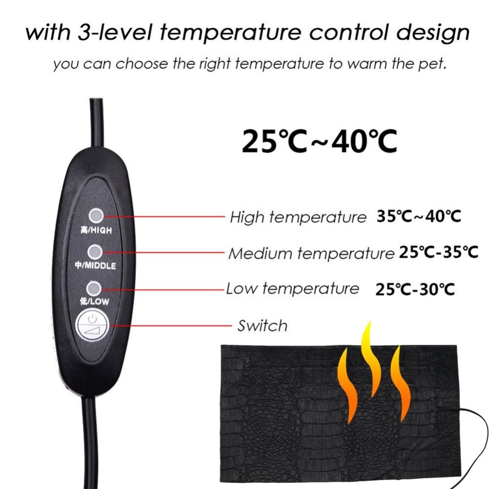 Reptile Heating Pad Scratch Proof USB PU Heating Sheet 3 Speed Temperature Adjustment Reptile Insulation Pad