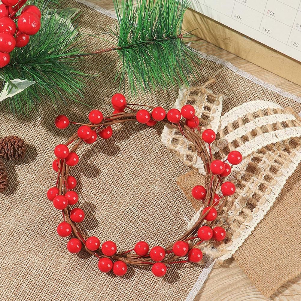 100Pcs Artificial Holly Berries 10mm Plastic Berries Decor on Wire for Christmas Tree Decorations Berry Garland Flower Wreath DIY Crafts