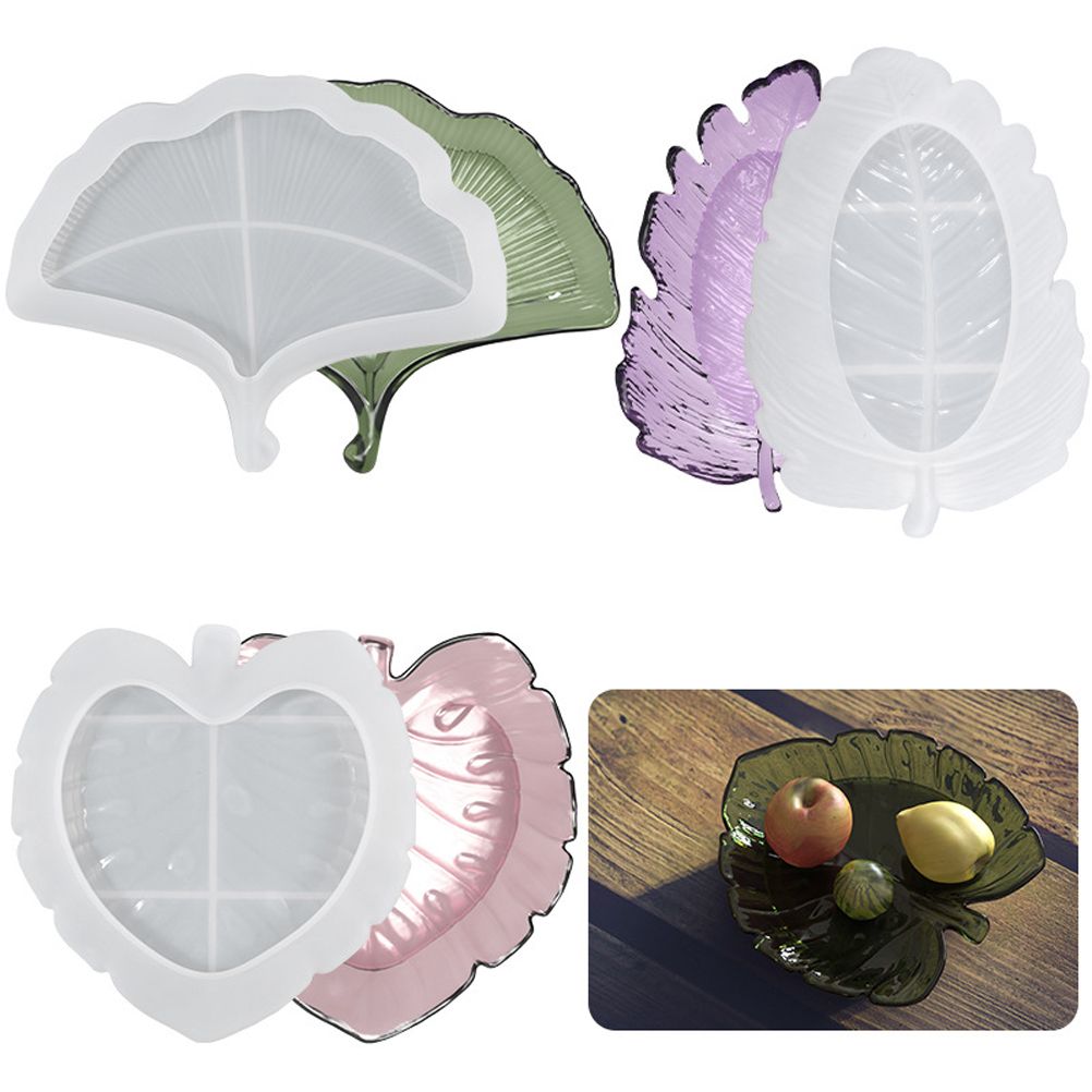 3 Pcs Leaves Silicone Mould Leaves Resin Casting Mould Tray Epoxy Resin Moulds Tray DIY Coaster Tray Casting Mould