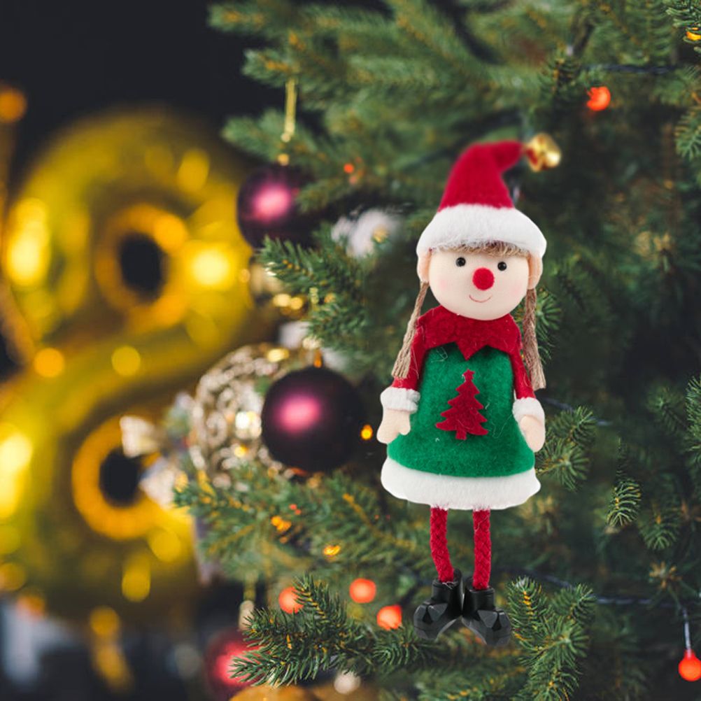 2 Pcs Christmas Elf Plush Dolls Christmas Tree Hanging Pendant Xmas Elf Soft Toy Plush Long Legged Elves Christmas Tree Decoration