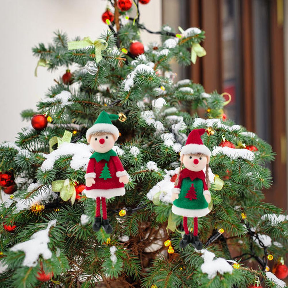 2 Pcs Christmas Elf Plush Dolls Christmas Tree Hanging Pendant Xmas Elf Soft Toy Plush Long Legged Elves Christmas Tree Decoration