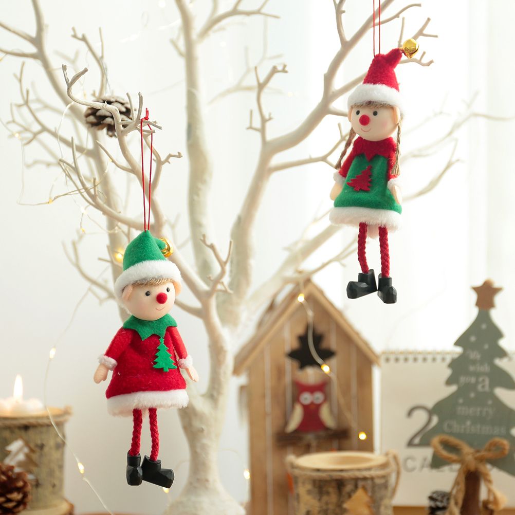 2 Pcs Christmas Elf Plush Dolls Christmas Tree Hanging Pendant Xmas Elf Soft Toy Plush Long Legged Elves Christmas Tree Decoration