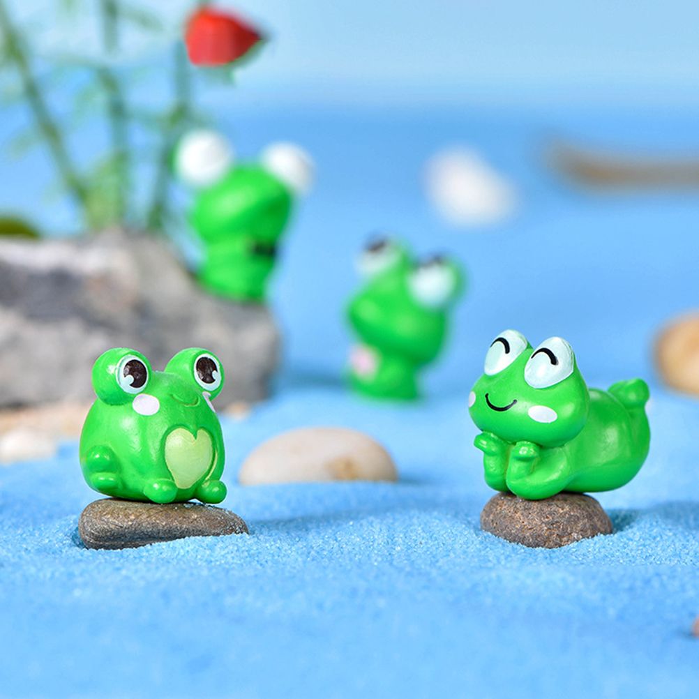 6Pcs Plastic Animal Cartoon Frog Micro Landscape Little Figurine Garden Ornaments Fish Tank Doll Decoration