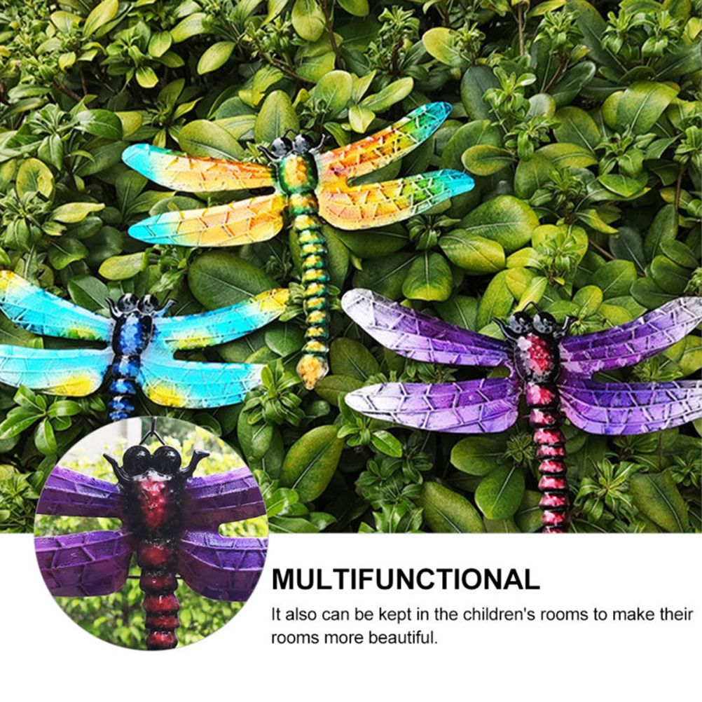 Wrought Iron Dragonfly Wall Hanging Courtyard Garden Porch Home Wall Balcony Art Decoration Outdoor Indoor Decor