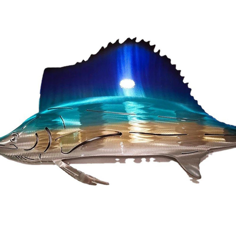 Metal Art Sailfish Sea Turtle Jellyfish Interior Decoration Crafts Wall Hanging Mount Decoration Home Decor Gift