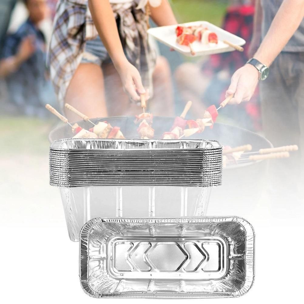 20Pcs 670ml Barbecue Plate Rectangular Aluminum Foil Baking Boxes Roasting Grill Tin Tray for Kitchen Outdoor Supplies