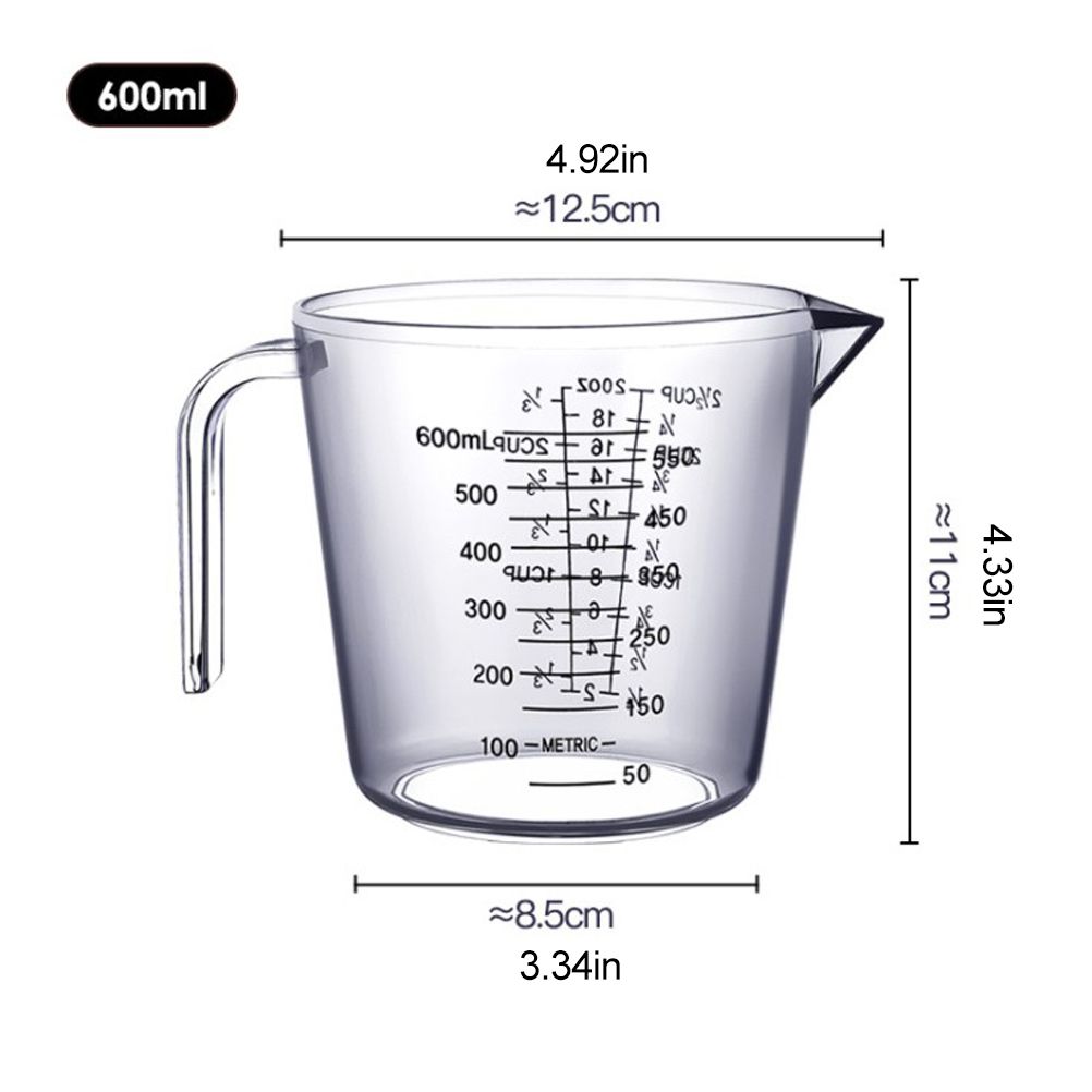 Plastic Measuring Jug 600ml Large Beaker Measuring Cups Graduated Jugs Measuring Jars for Cold Water Ice Tea Juice Beer Milk