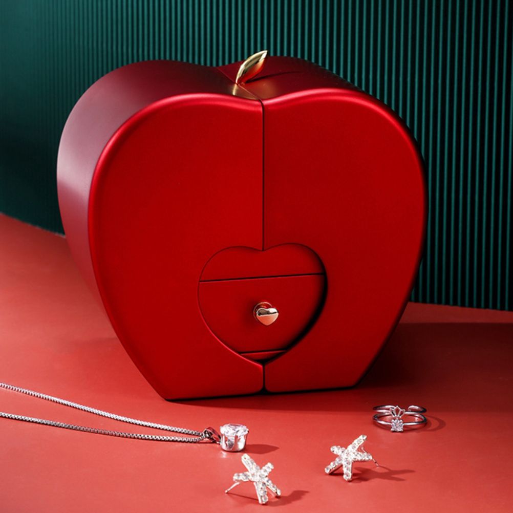 Christmas Gift Apple Box Wedding Ring Box Jewelry Rose Flower Box for Necklace Bracelet Birthday Party Valentine's Day New Year Gift